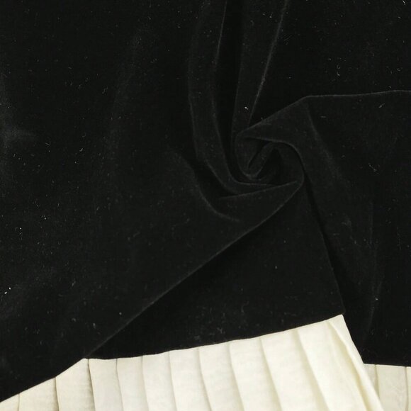 Black Party Women's Velvet Stitching Contrasting Pleated Mini dress - Picture 7 of 8